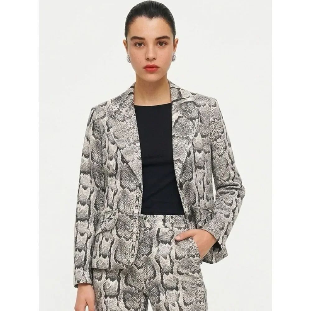STUDIO WEST | Snake Print Blazer Cotton Black & White Women’s Size Medium